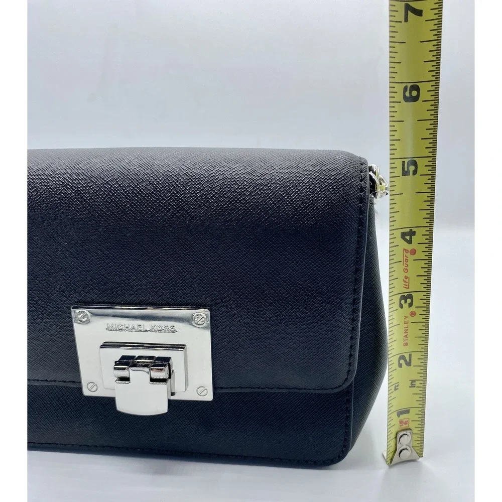 Michael Kors Tina Small Leather Clutch Crossbody Bag Black Designer Luxury Purse